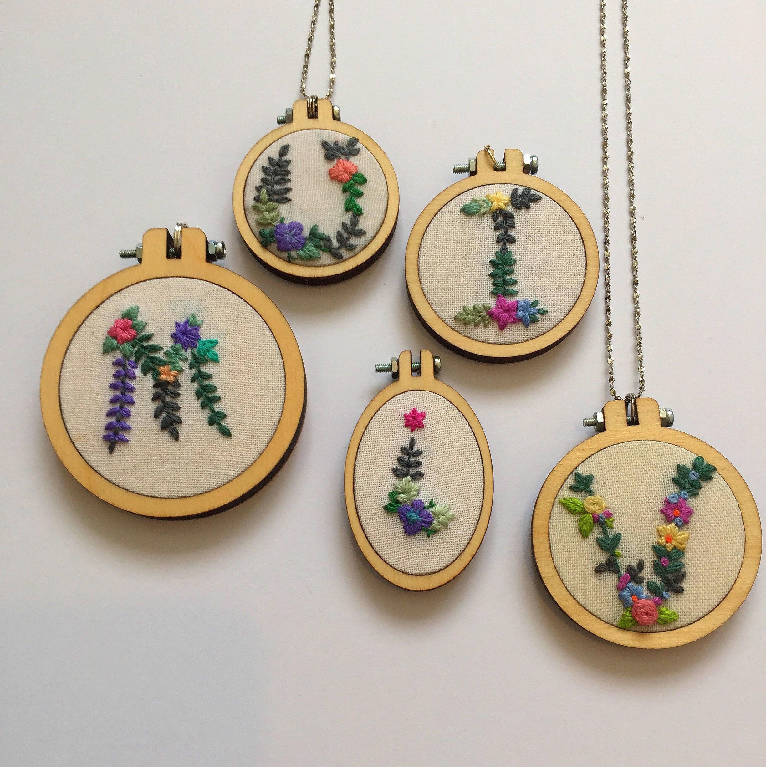 2 x 40mm mini embroidery hoops for pendants/frames