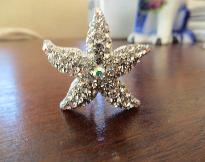 Starfish Hair Pin Rhinestone Beach Wedding Bride 1 3/4" Star Hair Jewelry