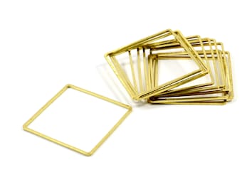 100 Pcs. Raw Brass 30x30 mm Geometric Square Circle Findings
