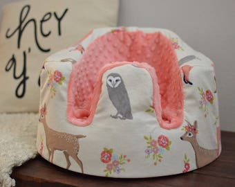 Forest Animals- Deer, Fox, Owl and Coral Minky Bumbo Cover