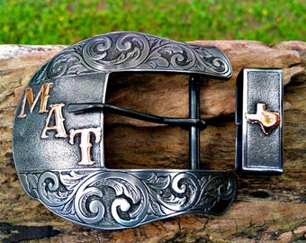 Ranger Belt Buckle, Mens Custom Buckle, Plain Jane, Western Belt Buckle, Personalized, 2 Piece Ranger Set, Engraved Gift, Rodeo, Cowboy Gift