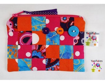 patchwork Coin purse, patchwork change purse, patchwork zipper bag, patchwork little pouch, colored coin purse, colored change purse