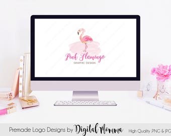 Premade Pink Flamingo Logo Design, Flamingo Logo, Flamingo Branding