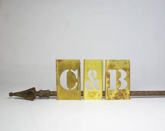 Vintage Brass Stencil Letters, C & B, FREE SHIPPING