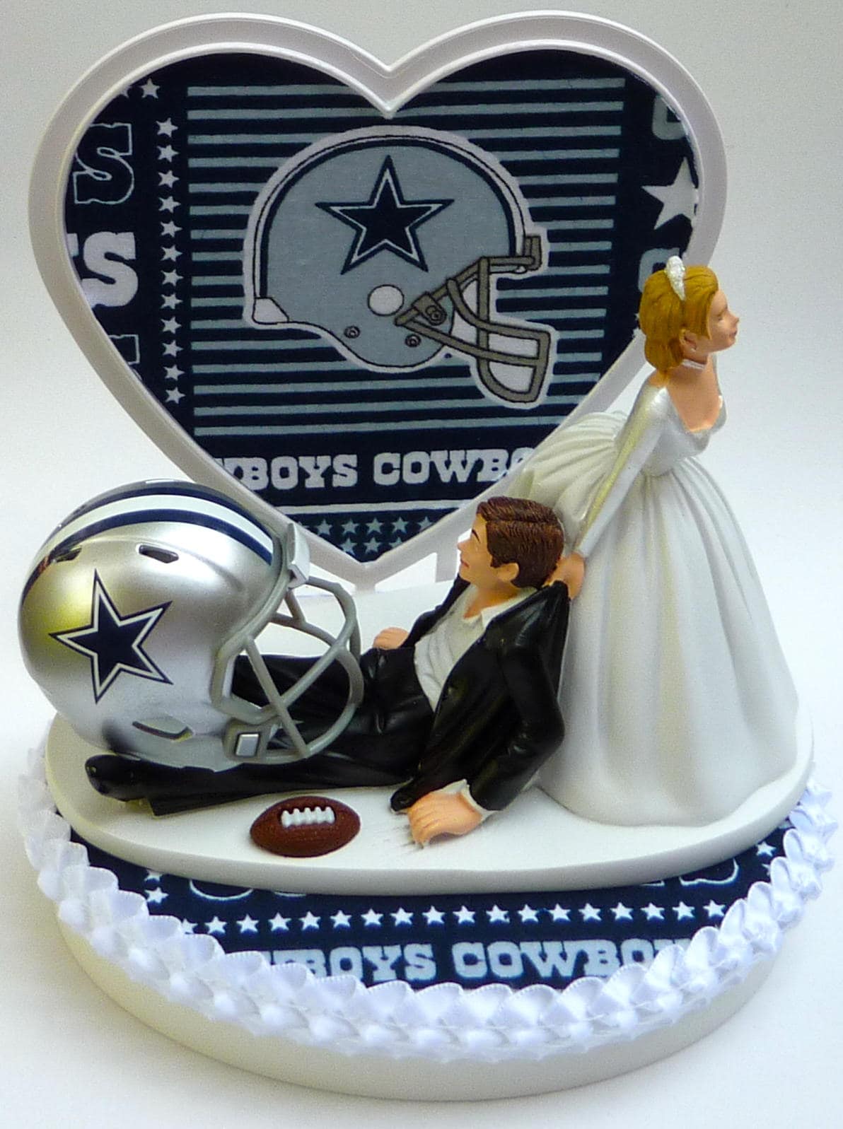 Wedding Cake Topper Dallas Cowboys Football Themed w/ Garter