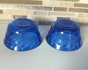Set of 2 Cobalt Blue Glass small bowls PUREX made in U.S.A.