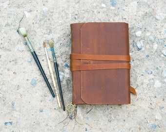 Leather Journal, A5 Leather Sketchbook, Water color sketchbook, Rustic Journal