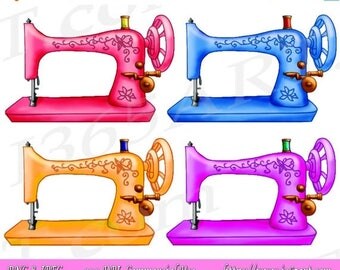 50% OFF Sewing Machine Clipart, Sewing Machine Clip art, Vintage Sewing, Sewing Clipart, Digital Stamp, Scrapbooking, invitations, PNG JPEG