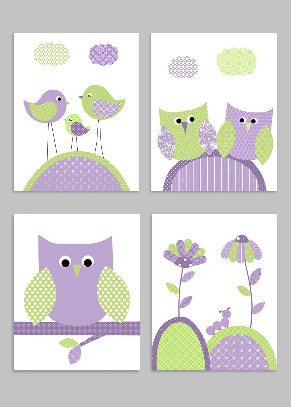 Baby Girl Nursery Green and Purple Nursery Wall Art Baby