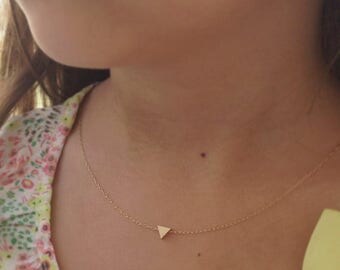 SALE gold necklace, triangle necklace, tiny gold triangle necklace, triangle, geometric jewelry,dainty necklace,gift for her, D22