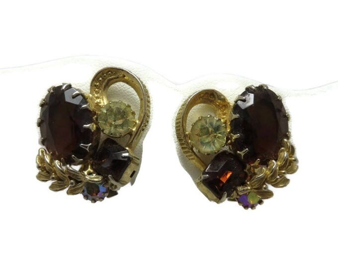 Weiss Amber Rhinestone Earrings - Vintage Amber, Champagne Rhinestone Earrings, Signed Designer Clip-ons, Gift for Her Weiss Amber Rhinestone Earrings - Vintage Amber, Champagne Rhinestone Earrings, Signed Designer Clip-ons, Gift for Her