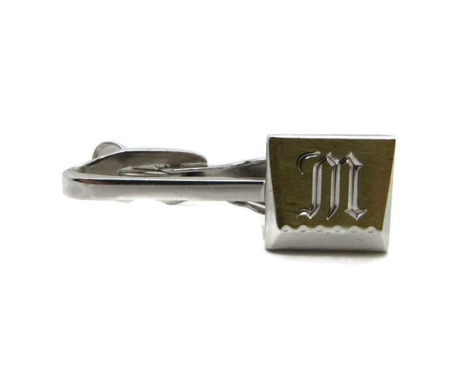 Vintage Initial M Tie Clip, Hickok U.S.A. Tie Bar, Monogrammed Tie Clasp, Two Tone Tie Clip, Suit Accessory, Gift for Him