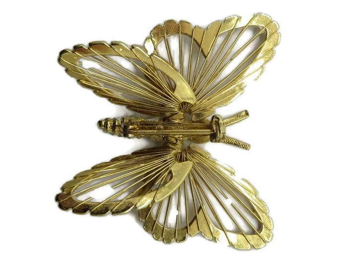 Vintage Cream Butterfly Brooch - Monet Cream Enamel Pin, Gold Tone 1960s, Insect Pin, Gift Box