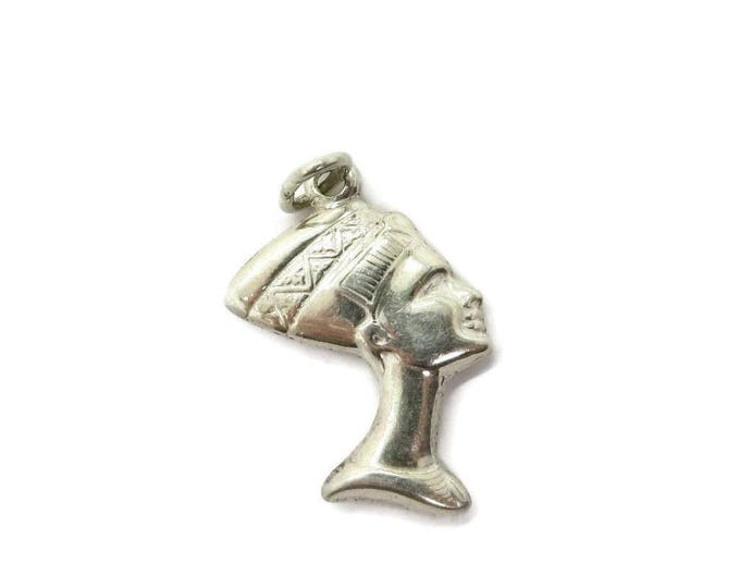 Nefertiti Silver Necklace, Vintage Sterling Silver Pendant, Two-Sided Egyptian Queen Necklace