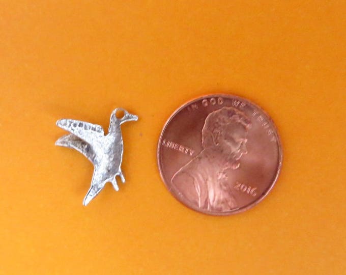 Sterling Silver Bird Charm, Vintage 3D Flying Bird Pendant, Charm Bracelet, Gift idea