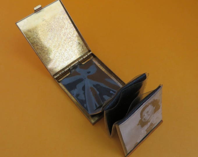 Vintage MOP Compact Picture Case - Portable Photograph Case, Collector's Picture Compact