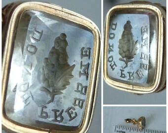 Victorian Intaglio Seal Fob motto Do not press me - Grape detail