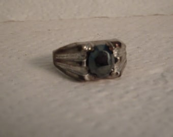 Men's Sterling Silver and Hematite Ring - size 10 1/2