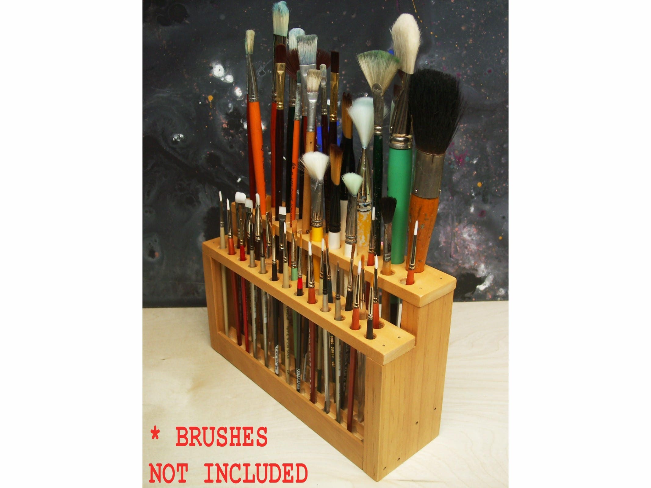 Wooden Paint Brush Holder Paintbrush Stand Wood Brush Caddy Artist   Il Fullxfull.1420584323 Kdf7 