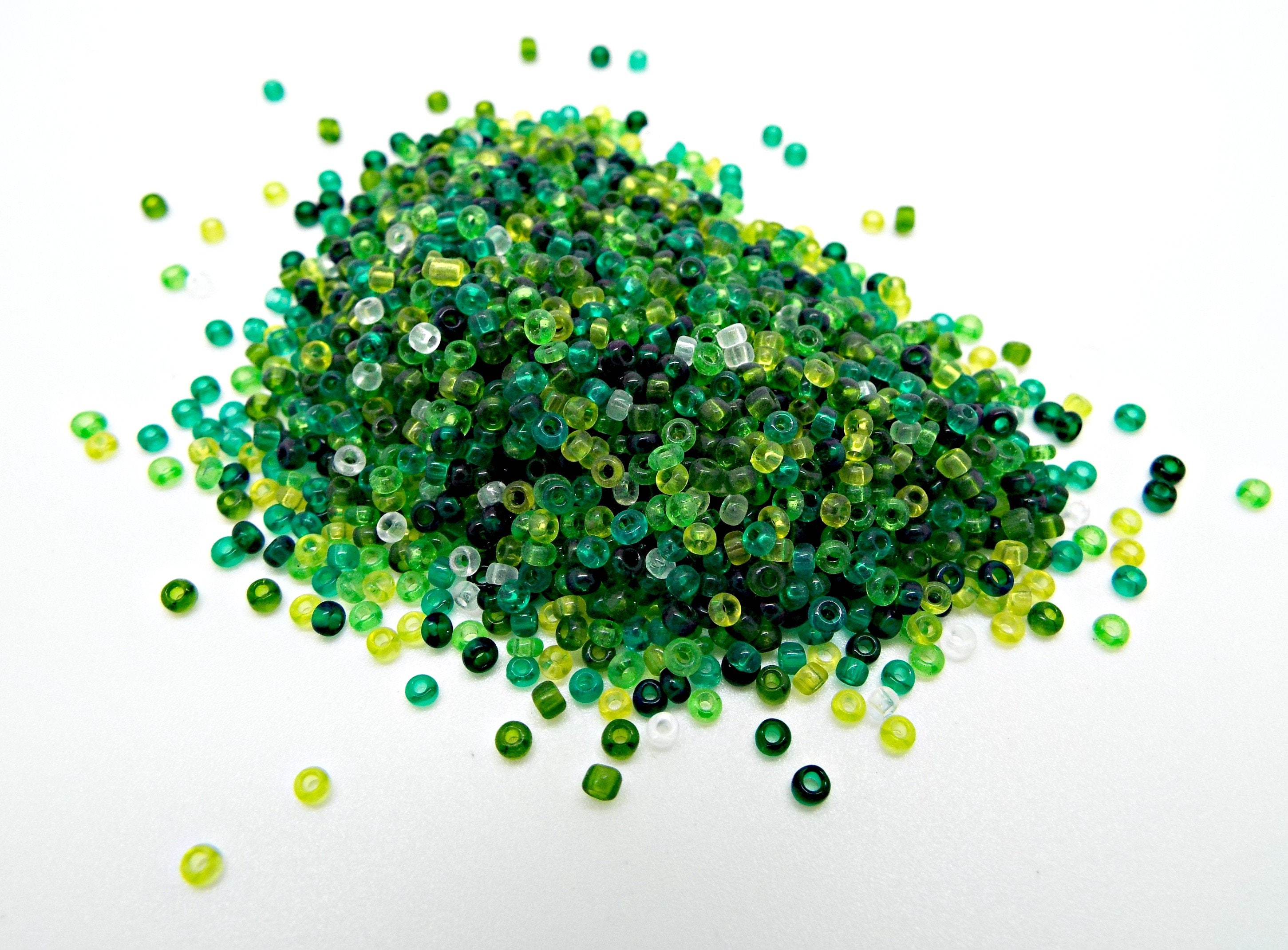 1000/2000 Seed Beads, Green Mix, 2mm Glass Beads, Grade A, 11/0 Seed ...