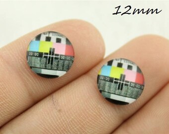 X 2 Cabochons mire TV 12 mm
