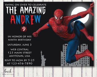 Superhero invitation, Superhero invitation digital, Spiderman Invitation, Spiderman invitation printable, Spiderman birthday printable