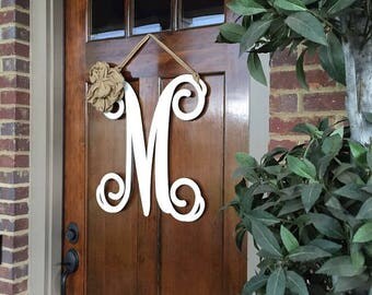 Metal Monogram Door Wreath w/ribbon, Front Door Wreaths, Letter Door Wreath, Monogrammed, Front Door Letters, Large Metal Letter, Door Decor
