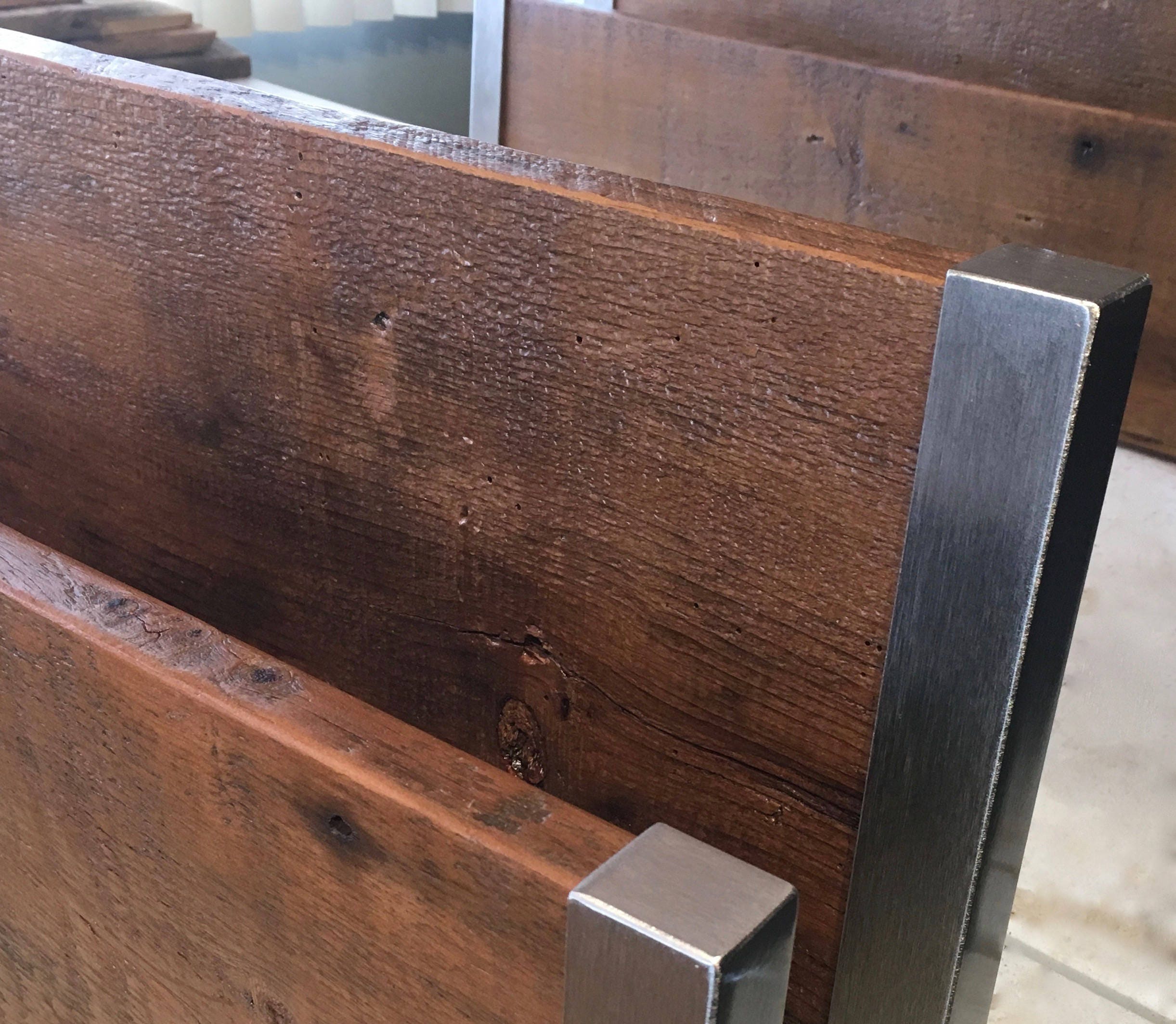 11 Depth Salvaged Barn Wood Shelving with Modern Metal