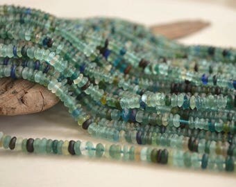 15" Strand- Ancient Roman Glass Beads- Afghanistan Beads- Rondelle Beads (1046-RB)