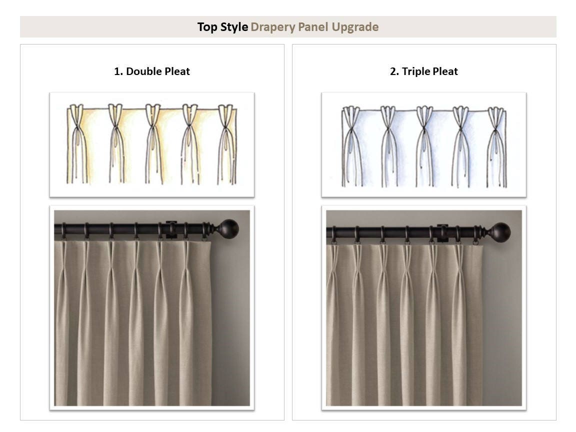 Top Style Upgrade to Drapery Panel /Curtain; Double Pleat, Triple Pleat ...