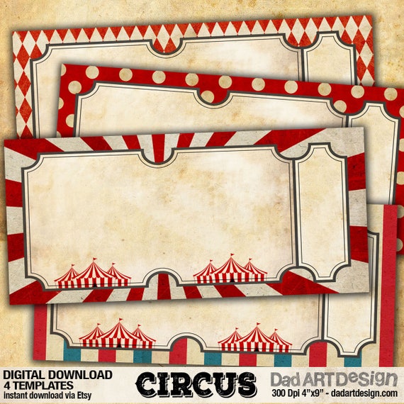 Circus Vintage invitation card templates easy to customize for your birthday, wedding, babyshower or any other celebration