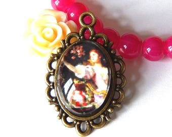 1 bronze pendant, vintage woman portrait cabochon 3