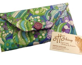 Green, Purple, and Blue Circle Bubble Patterned Tri Fold Wallet ONE-OF-A-KIND!