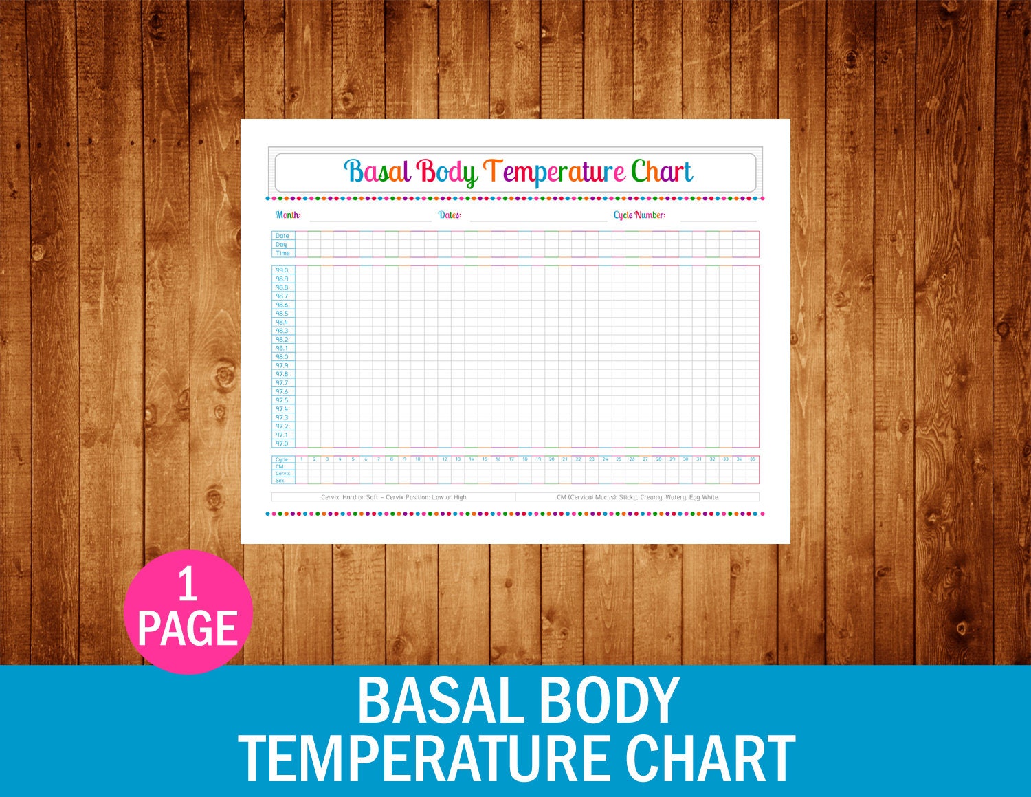 Basal Body Temperature Chart Instant Download PDF Printable