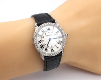 Cartier-Ronde-Solo-Steel-Ladies-Silver-Dial-Watch-W6700155 with Natural Diamond Hand set
