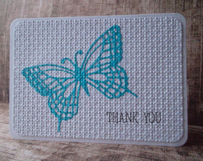 thank you card, embossed card, butterfly card, handmade card