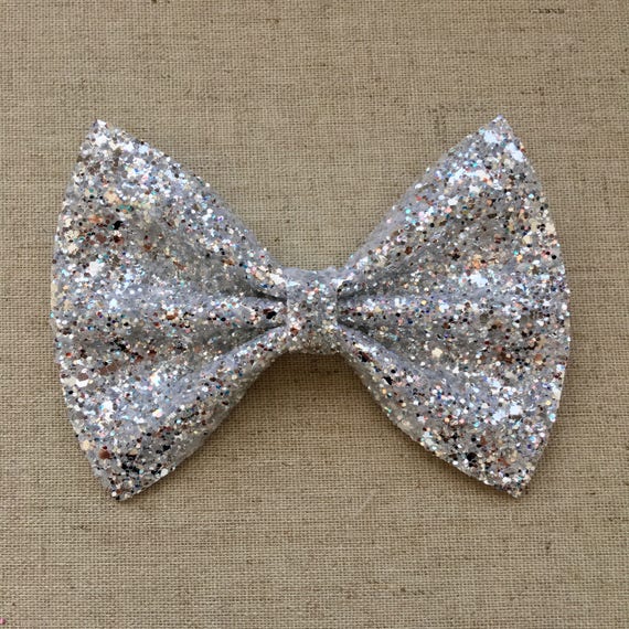 Sparkling Silver Glitter Bow Tie Bow Silver Glitter Bow Tie