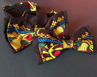 Noeud Papillon double en tissu africain wax imprimé motifs liberty scratch ethnique original fantaisie