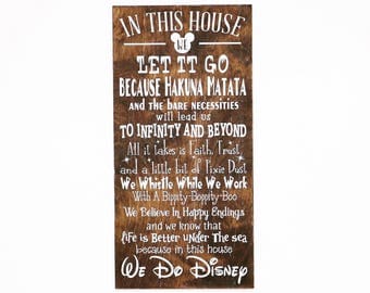 In This House We Do Disney Wooden Sign, Disney Sign, Shabby Chic Disney Quote Sign, We Do Disney, Home Decor, Children's Room Decor, Sign
