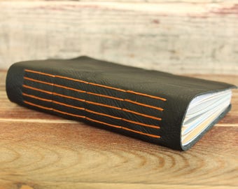 A6 Recycled Leather Scrapbook - 6 x 4 - Soft Leather Journal - Travel Journal - Mixed Paper Journal - Mixed Pages