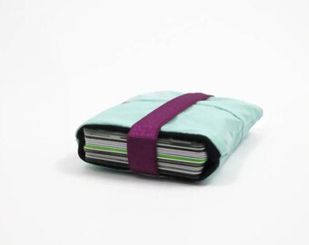 Turquoise Card Holder, recycled card case, small pouch, wallet, minimal wallet, vegan purse, gift for her, gift for him, eco friendly wallet