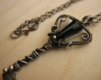 gothic jewelry, gothic pendant, gothic key, wire wrapped jewelry, gothic necklace, key necklace, key pendant - KEY to the ABYSS