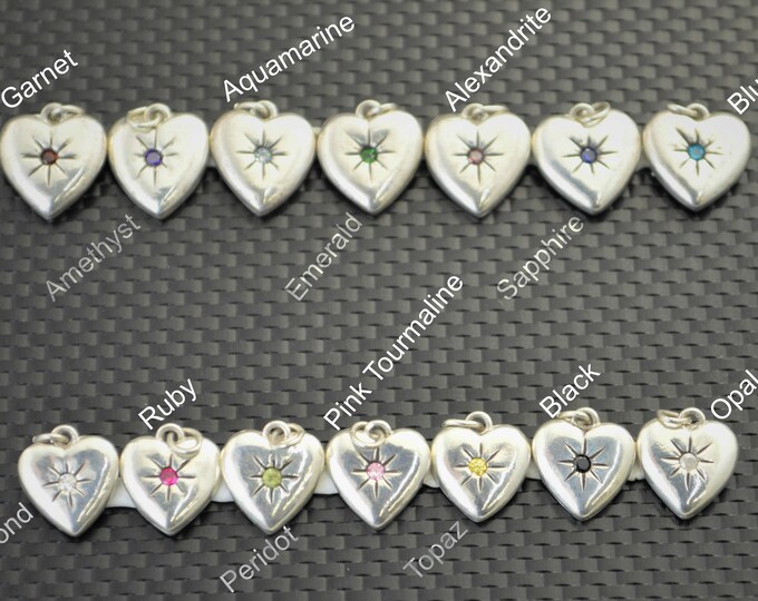 Alexandrite Necklace, Silver Heart Necklace, Mothers Necklace, Alexandrite birthstone Necklace , Dainty Heart Necklace, June Birthstone
