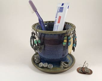 Earring Holder, Toothbrush/Earring Holder, Ceramic Jewelry Tree, Pottery Earring Holder, Handmade Pottery Jewelry Organizer, Ready to Ship