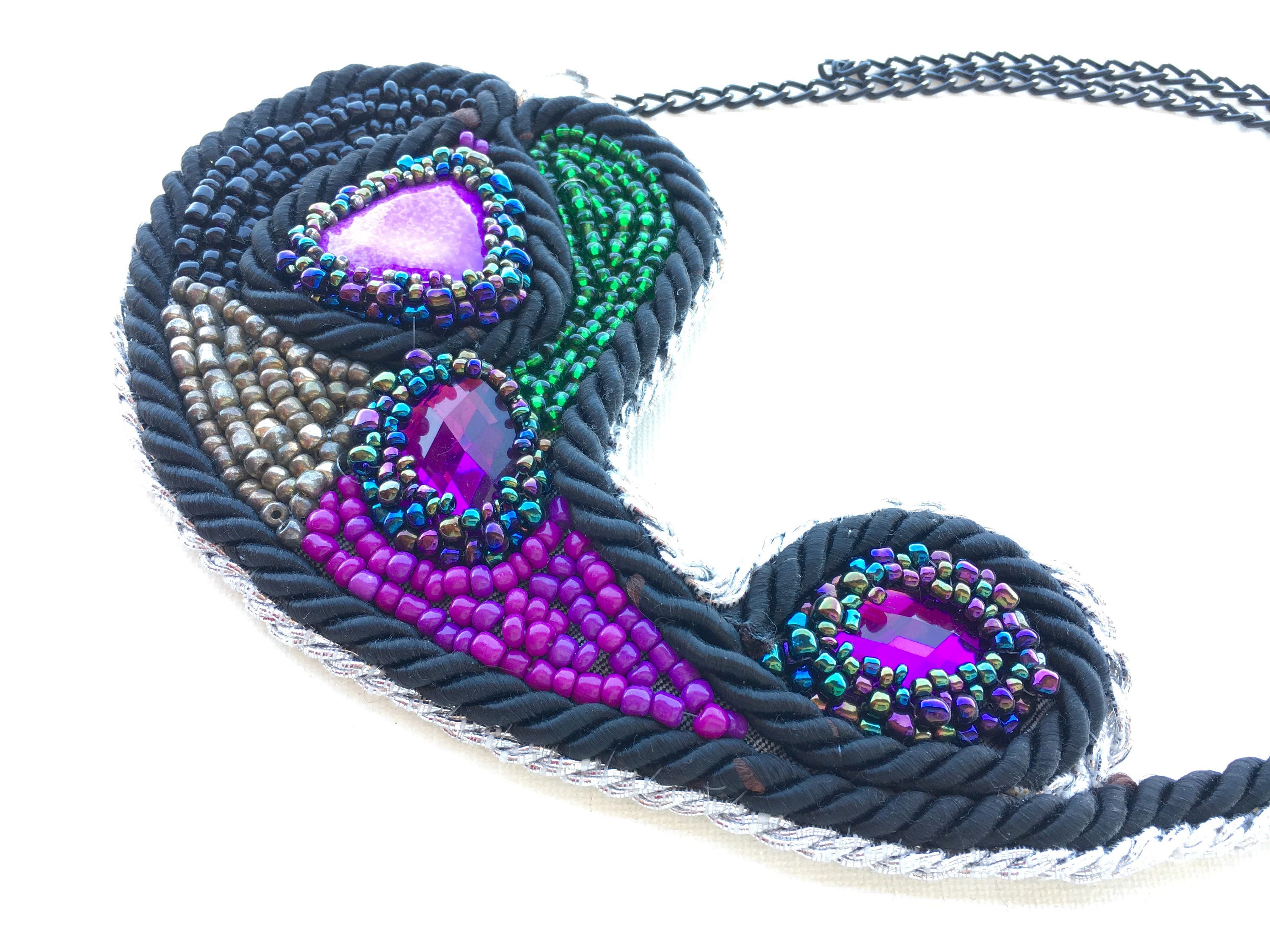 Asymmetrical necklace Colorful beads necklace Art deco