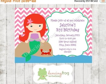 SALE Mermaid Princess Birthday Invitations - Printed Princess Invitations by Dancing Frog Invitations