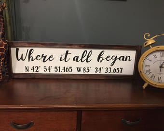 FREE SHIP Where It All Began (Your Coordinates)