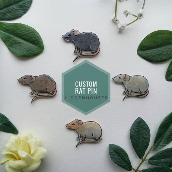 Custom Pet Rat Portrait Pin/Brooch/Badge