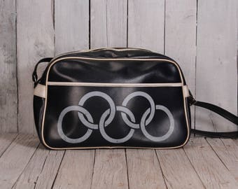 Coach bag - Shoulder bag - Sport bag - Old olympic bag - Olympics bag - Five rings bag - Vintage travel bag - Old sport bag - Dark blue bag