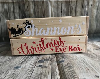 Handmade Christmas Eve box, crate personalised with any name.